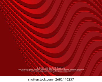 Abstract background of wavy lines in red color. Modern design for banner, card, web design, banner, certificate, etc.