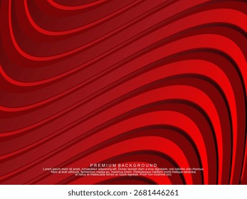 Fundo abstrato de linhas onduladas na cor vermelha. Design moderno para banner, cartão, web design, banner, certificado, etc.