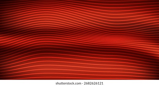 Abstract background of wavy lines in red colors, Vector Illustration