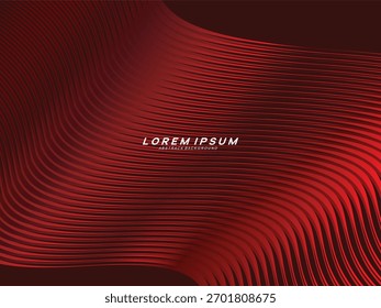 Fundo abstrato de linhas onduladas na cor vermelha. Design moderno para banner, cartão, web design, banner, certificado, etc.
