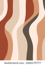 Abstract background with wavy lines in retro earth tones, creating a groovy and stylish pattern.

