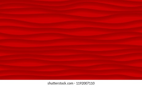 Abstract background of wavy lines with shadows in red colors