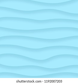 Abstract background of wavy lines with shadows in light blue colors