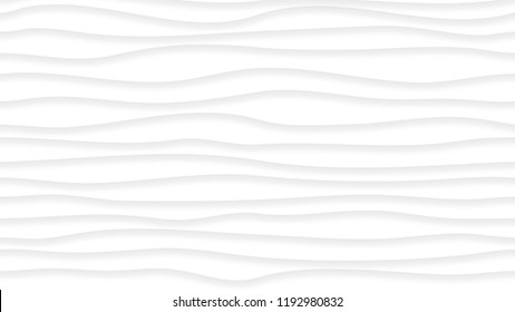 Abstract background of wavy lines with shadows in white and gray colors. With horizontal pattern repeat