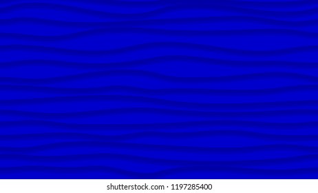 Abstract background of wavy lines with shadows in blue colors. With horizontal pattern repeat