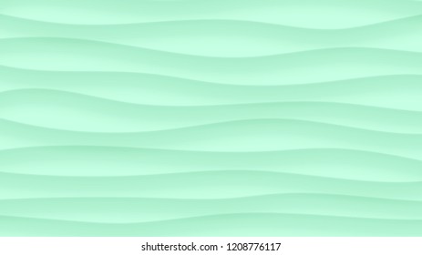 Abstract background of wavy lines with shadows in turquoise colors