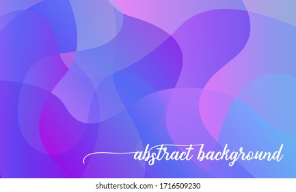 Abstract background with wavy lines and shapes on blue and pink colors. Vector illustration with gradient for presentation, web page, app, card, poster, wallpaper.