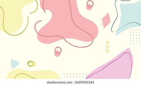 Fondo abstracto con líneas onduladas y manchas en colores pastel.