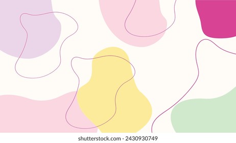 Fondo abstracto con líneas onduladas y manchas en colores pastel.