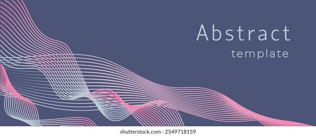 Abstract background with wavy lines. Trendy color of the year 2025 Future Dusk. Social media banner template and wavy lines ui design, cover.