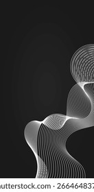 Fundo abstrato com linhas onduladas Ilustração vertical Design preto e branco