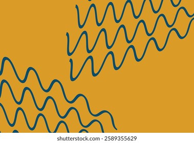 Abstract background with wavy lines in yellow and blue colors. Vector illustration