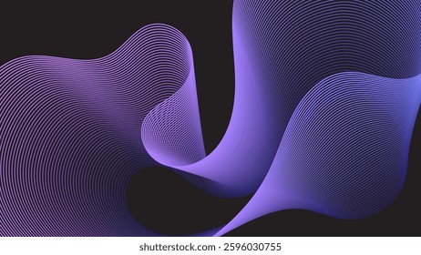 Abstract background, Wavy Neon Gradient Lines on Dark Background, Futuristic Digital Flow Design vector illustration
