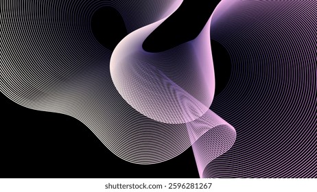 Abstract background, Wavy Neon Gradient Lines on Dark Background, Futuristic Digital Flow Design vector illustration

