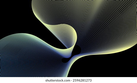 Abstract background, Wavy Neon Gradient Lines on Dark Background, Futuristic Digital Flow Design vector illustration

