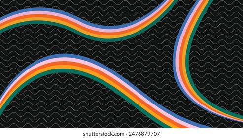 Abstract Background with wavy Rainbow Stripes, Colorful Banner Template