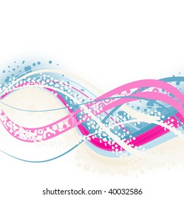 abstract background with wavy rose and blue lines