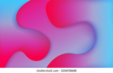 Abstract Background with Wavy Shapes and Gradient. Bright Cover Template in Blue and Pink Colors. Trendy Wallpaper with Shadows. Gradient Background for Web Design, Poster, Presentation, Banner, Card.