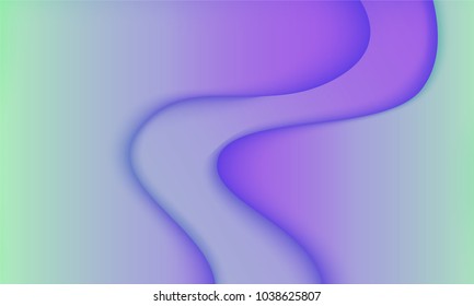 Abstract Background with Wavy Shapes and Gradient. Bright Cover Template in Purple and Green Colors. Trendy Wallpaper with Shadows. Gradient Background for Web Design, Poster, Presentation, Banner.