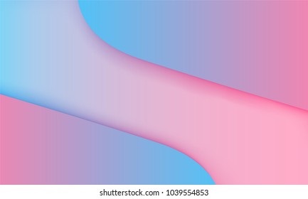 Abstract Background with Wavy Shapes and Gradient. Bright Cover Template in Blue and Pink Colors. Trendy Wallpaper with Shadows. Gradient Background for Web Design, Poster, Presentation, Banner, Card.