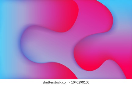 Abstract Background with Wavy Shapes and Gradient. Bright Cover Template in Blue and Pink Colors. Trendy Wallpaper with Shadows. Gradient Background for Web Design, Poster, Presentation, Banner, Card.
