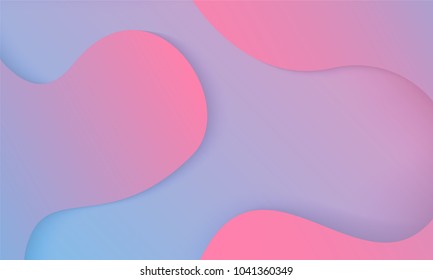 Abstract Background with Wavy Shapes and Gradient. Bright Cover Template in Blue and Pink Colors. Trendy Wallpaper with Shadows. Gradient Background for Web Design, Poster, Presentation, Banner, Card.