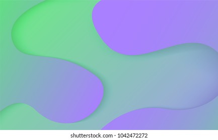 Abstract Background with Wavy Shapes and Gradient. Bright Cover Template in Purple and Green Colors. Trendy Wallpaper with Shadows. Gradient Background for Web Design, Poster, Presentation, Banner.