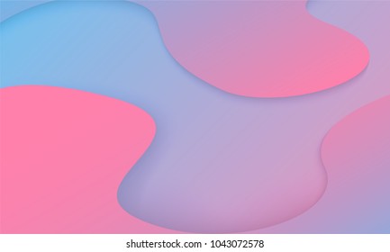 Abstract Background with Wavy Shapes and Gradient. Bright Cover Template in Blue and Pink Colors. Trendy Wallpaper with Shadows. Gradient Background for Web Design, Poster, Presentation, Banner, Card.