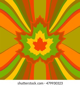 Abstract background with wavy stripes and maple leaves in autumn colors. This background can be used poster, cover, card and as a design element.