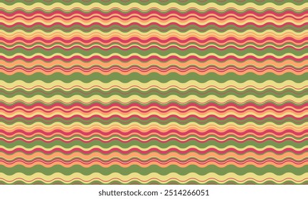 Abstract background with wavy stripes in vibrant colors, creating a rippled, liquid effect. Smooth curves and textured lines add elegance, vitality, and creativity. Ideal for wallpaper or textile.