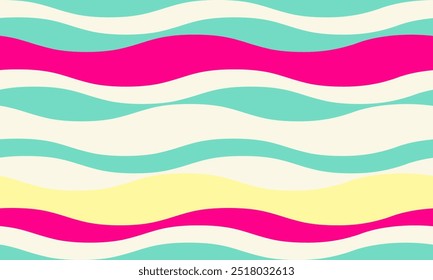 Abstract background with wavy stripes in vibrant colors, creating a rippled, liquid effect. Smooth curves and textured lines add elegance, vitality, and creativity. Ideal for wallpaper or textile.