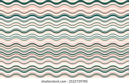 Abstract background with wavy stripes in vibrant colors, creating a rippled, liquid effect. Smooth curves and textured lines add elegance, vitality, and creativity. Ideal for wallpaper or textile.