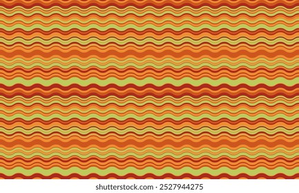 Abstract background with wavy stripes in vibrant colors, creating a rippled, liquid effect. Smooth curves and textured lines add elegance, vitality, and creativity. Ideal for wallpaper or textile.
