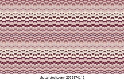 Abstract background with wavy stripes in vibrant colors, creating a rippled, liquid effect. Smooth curves and textured lines add elegance, vitality, and creativity. Ideal for wallpaper or textile.