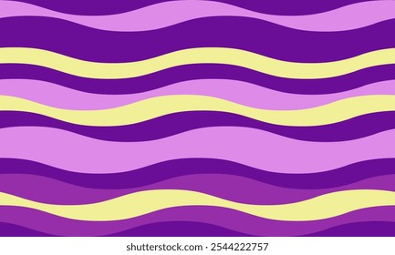 Abstract background with wavy stripes in vibrant colors, creating a rippled, liquid effect. Smooth curves and textured lines add elegance, vitality, and creativity. Ideal for wallpaper or textile.