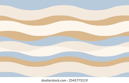 Abstract background with wavy stripes in vibrant colors, creating a rippled, liquid effect. Smooth curves and textured lines add elegance, vitality, and creativity. Ideal for wallpaper or textile.