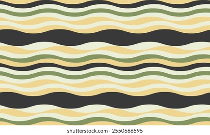 Fundo abstrato com listras onduladas em cores vibrantes, criando um efeito líquido ondulado. Curvas suaves e linhas texturizadas adicionam elegância, vitalidade e criatividade. Ideal para papel de parede ou têxtil.