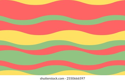 Fundo abstrato com listras onduladas em cores vibrantes, criando um efeito líquido ondulado. Curvas suaves e linhas texturizadas adicionam elegância, vitalidade e criatividade. Ideal para papel de parede ou têxtil.