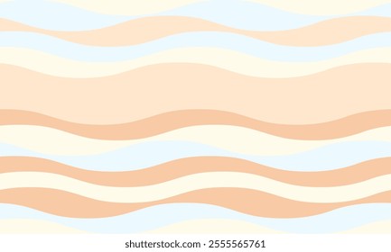 Abstract background with wavy stripes in vibrant colors, creating a rippled, liquid effect. Smooth curves and textured lines add elegance, vitality, and creativity. Ideal for wallpaper or textile.