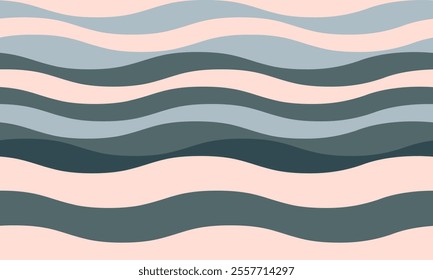 Abstract background with wavy stripes in vibrant colors, creating a rippled, liquid effect. Smooth curves and textured lines add elegance, vitality, and creativity. Ideal for wallpaper or textile.