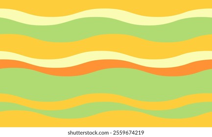 Abstract background with wavy stripes in vibrant colors, creating a rippled, liquid effect. Smooth curves and textured lines add elegance, vitality, and creativity. Ideal for wallpaper or textile.