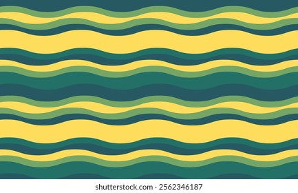 Abstract background with wavy stripes in vibrant colors, creating a rippled, liquid effect. Smooth curves and textured lines add elegance, vitality, and creativity. Ideal for wallpaper or textile.