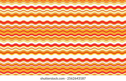 Abstract background with wavy stripes in vibrant colors, creating a rippled, liquid effect. Smooth curves and textured lines add elegance, vitality, and creativity. Ideal for wallpaper or textile.
