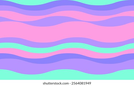 Abstract background with wavy stripes in vibrant colors, creating a rippled, liquid effect. Smooth curves and textured lines add elegance, vitality, and creativity. Ideal for wallpaper or textile.