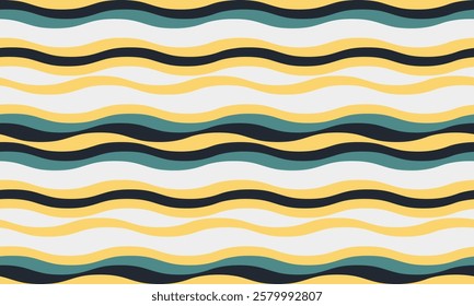 Abstract background with wavy stripes in vibrant colors, creating a rippled, liquid effect. Smooth curves and textured lines add elegance, vitality, and creativity. Ideal for wallpaper or textile.