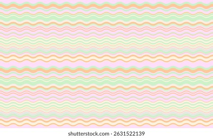 Abstract background with wavy stripes in vibrant colors, creating a rippled, liquid effect. Smooth curves and textured lines add elegance, vitality, and creativity. Ideal for wallpaper or textile.