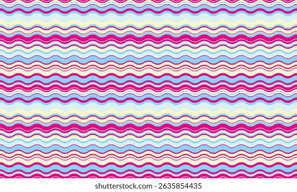 Abstract background with wavy stripes in vibrant colors, creating a rippled, liquid effect. Smooth curves and textured lines add elegance, vitality, and creativity. Ideal for wallpaper or textile.