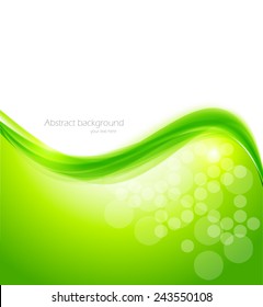 Abstract background in wavy style. Green vector illustration