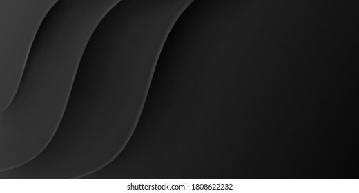 Abstract background with wavy surface in black and gray colors