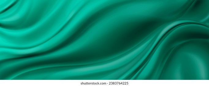 Abstract background with wavy surface in green colors